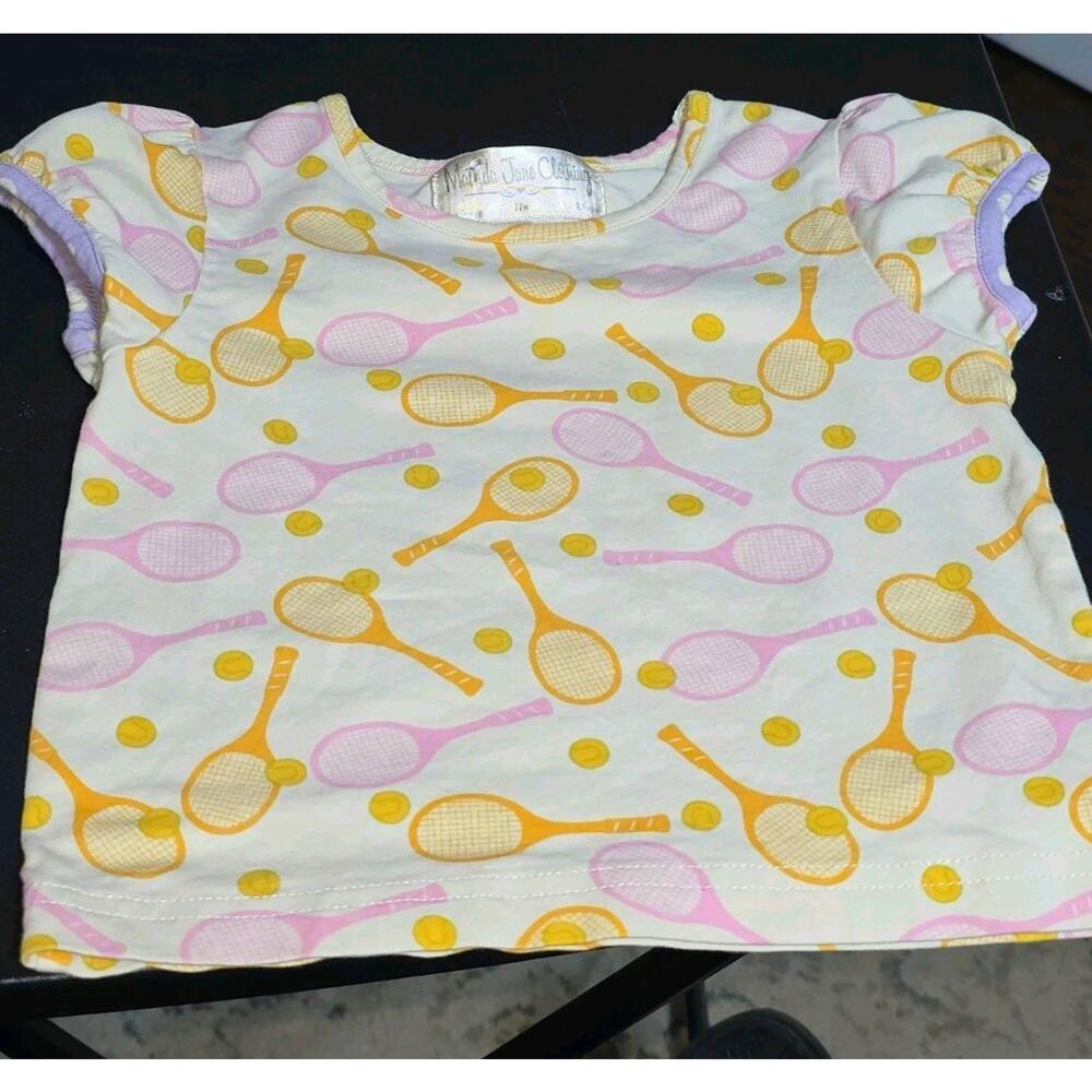 Matilda Jane size 12 Mos. Pink And Yellow Tennis Tee Shirts
